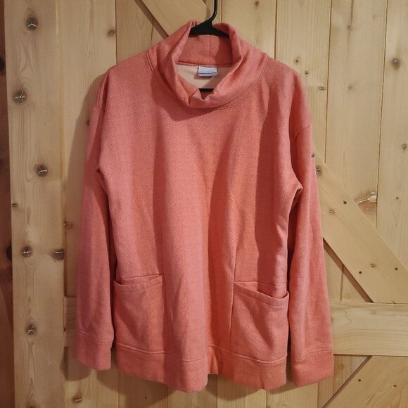 Columbia Sweaters - Columbia Womens Sweatshirt Top Pink Chevron Mock Neck Pullover LARGE